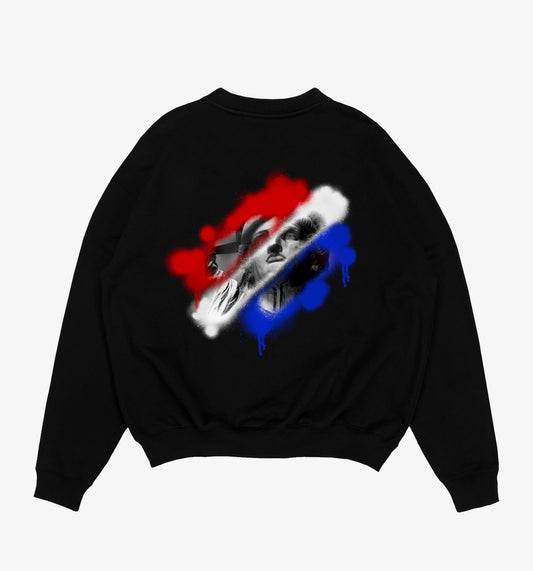 Black "Liberated Spray Paint" Crewneck Sweater